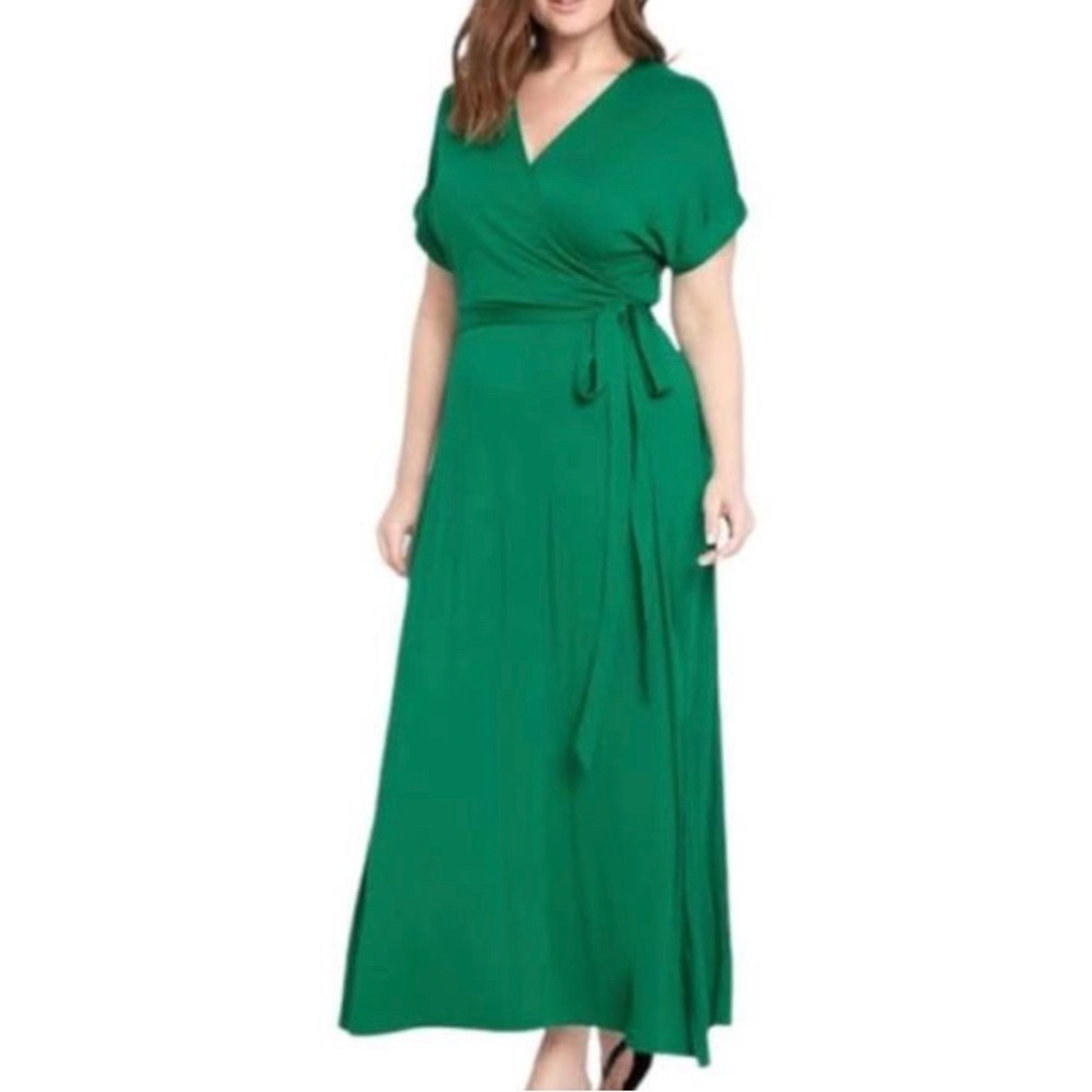Eloquii emerald green wrap dress